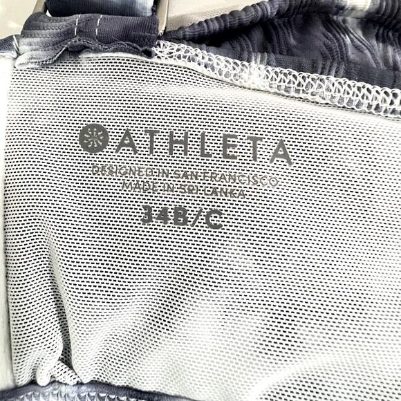 Athleta Tie Dye Bikini Lycra UPF 50+ Adjustable Underwire Blue White 34 B C - Picture 7 of 10
